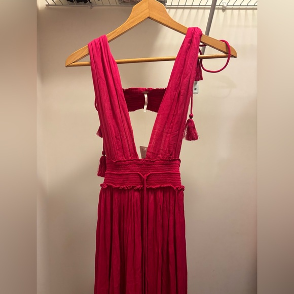 NWT Free People Santa Maria Maxi Pink Dress Size M Flow Ruffles Lace Detail - Picture 7 of 14